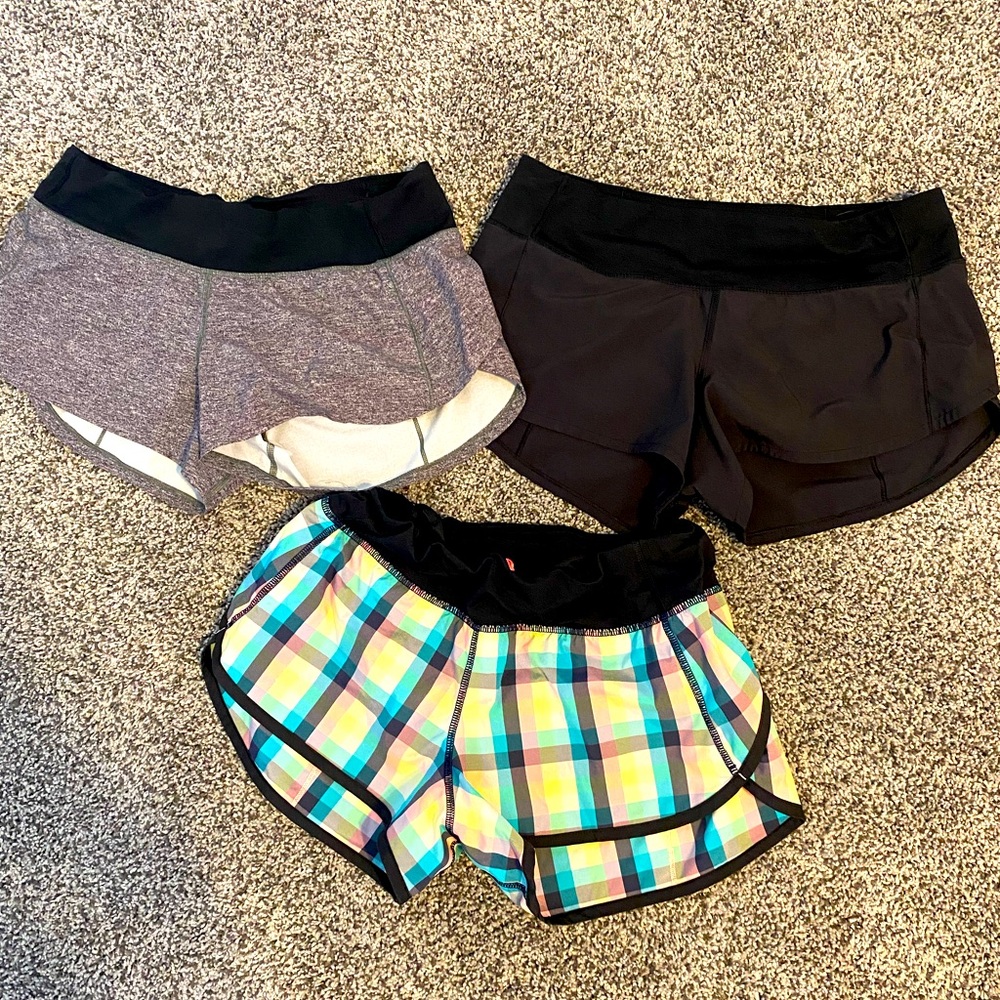 3 pairs of Size 6 Lululemon Shorts 2.5 inseam